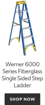 Werner 6000 Series Fiberglass Single Sided Step Ladder, shop now.