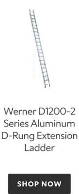 Werner D1200-2 Series Aluminum D-Rung Extension Ladder, shop now.