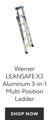 Werner Leansafe x3 Aluminum 3 in 1 Multi-Position Ladder, shop now.