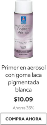 Primer en aerosol con goma laca pigmentada blanca. $10.09. Ahorra 36%. Compra ahora.