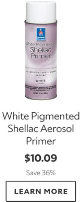 White Pigmented Shellac Aerosol Primer. $10.09. Save 36%. Learn more.