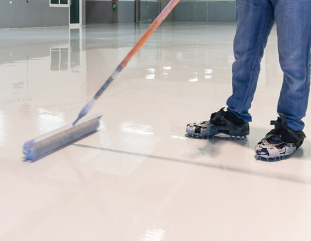 Epoxy floor being installed