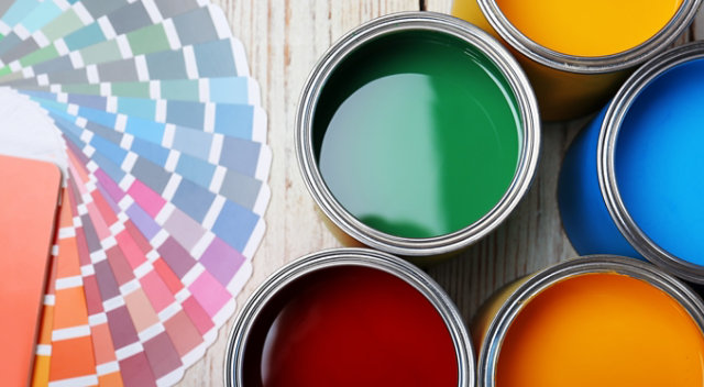 Paint cans and color chips