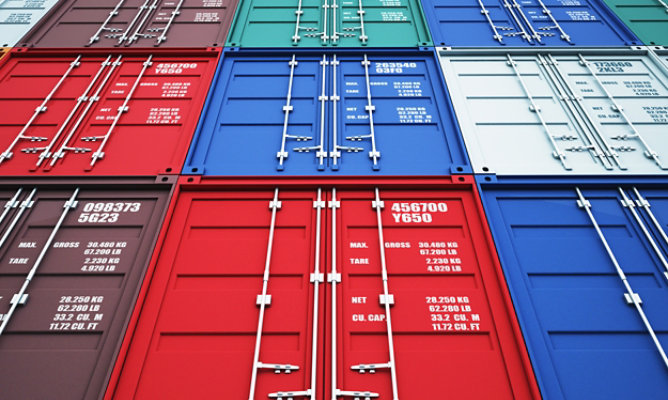 Colorful industrial shipping containers