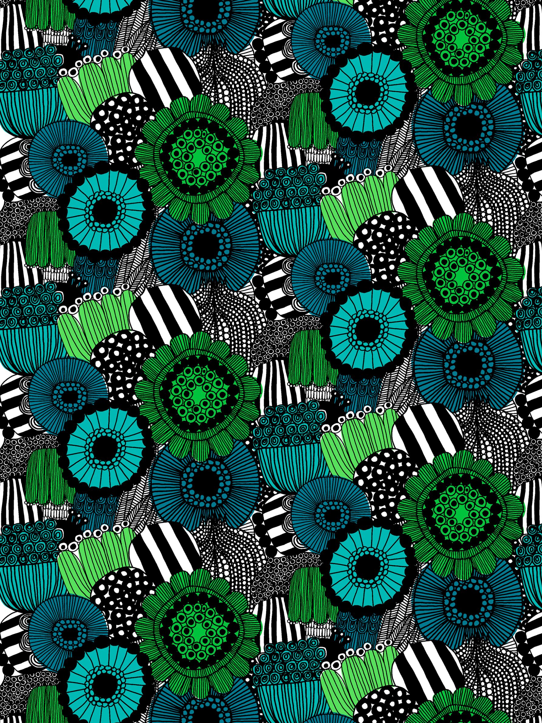 PIENI SIIRTOLAPUUTARHA PRINT BLUES GREEN & BLACK