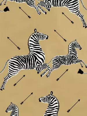 ZEBRAS - WALLPAPER - TRIMMED GOLD Wallcovering