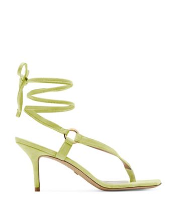 Stuart Weitzman 75mm Lalita Suede Thong Sandals In Electric Lime