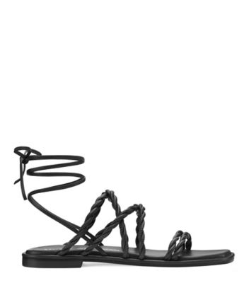 Stuart Weitzman Strappy Leather Sandals In Black