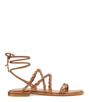 Stuart Weitzman Braided-strap Leather Sandals In Tan