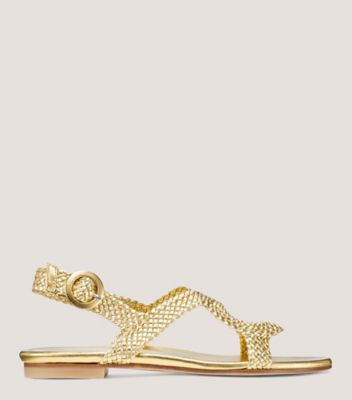 Stuart Weitzman Teodora Flat Sandals In Gold | ModeSens