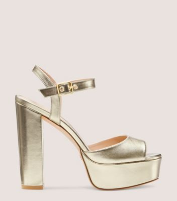 Stuart Weitzman Ryder 95 Platform Sandal High Heel Sandals In Platino Gold