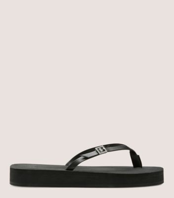 Stuart Weitzman Sw Crystal Thong Flatform Sandal The Sw Outlet In Black