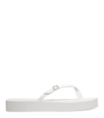 Stuart Weitzman Sw Crystal Thong Flatform Sandal The Sw Outlet In White