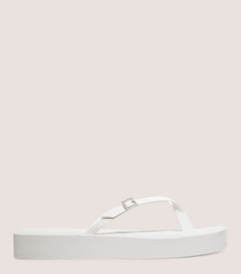 Stuart Weitzman Sw Crystal Thong Flatform Sandal The Sw Outlet In White