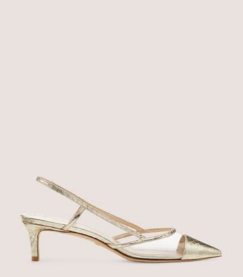 Stuart Weitzman Mondrian 50 Slingback The Sw Outlet In Platino/clear