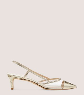 Shop Stuart Weitzman Mondrian 50 Slingback The Sw Outlet In Platino/clear