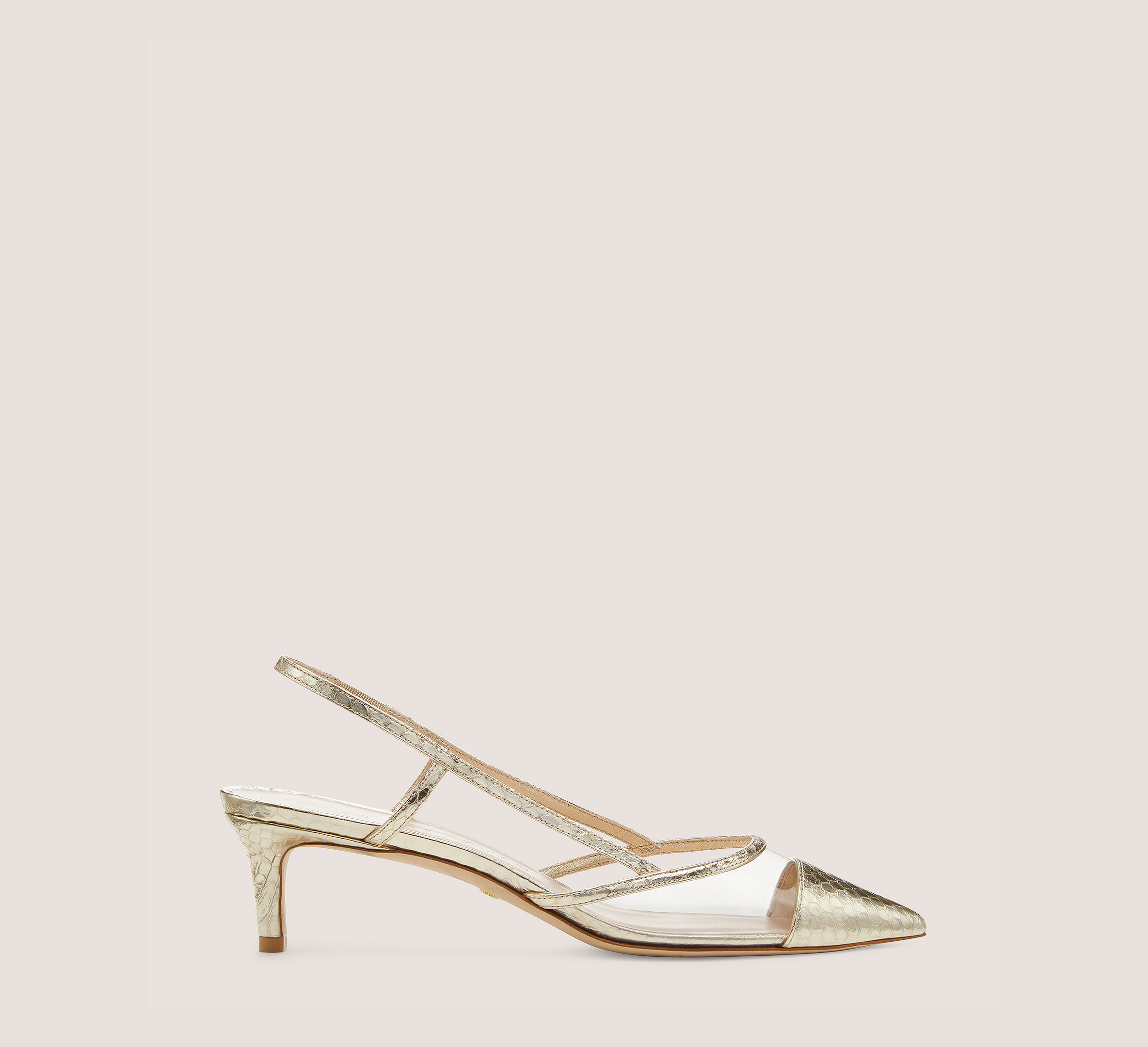 Shop Stuart Weitzman Mondrian 50 Slingback The Sw Outlet In Platino/clear