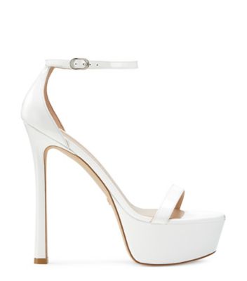 Stuart Weitzman Nudistcurve Hollywood Platform Sandal High Heel Sandals In White