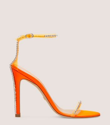 Stuart Weitzman Nudistglam 110 Sandal In Neon Blaze/neon Blaze/clear