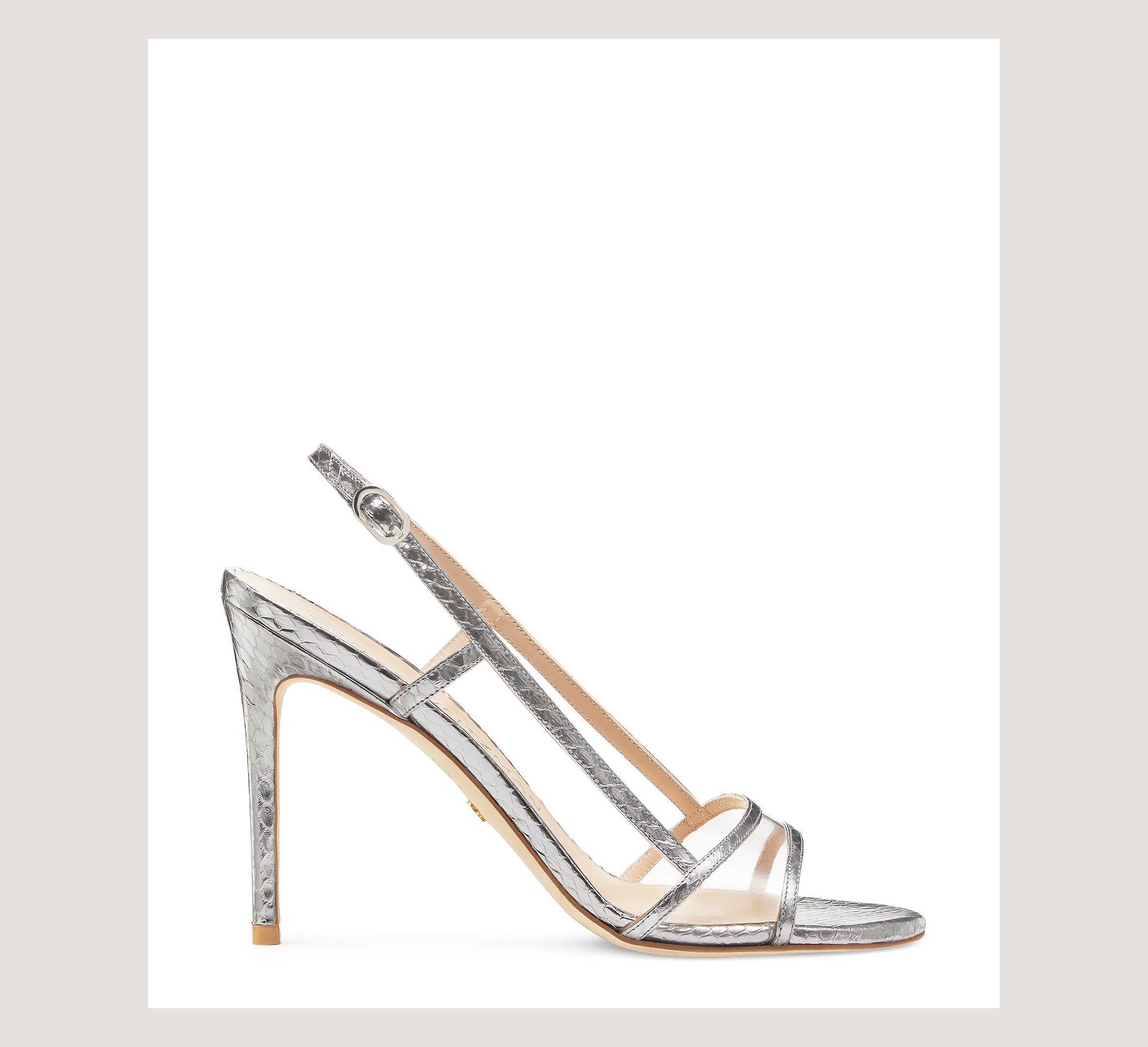 Stuart Weitzman Mondrian 100 Sandal High Heel Sandals In Silver & Clear