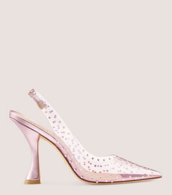 Stuart Weitzman Glam Xcurve 100 Slingback The Sw Outlet In Light Pink/cotton Candy/clear