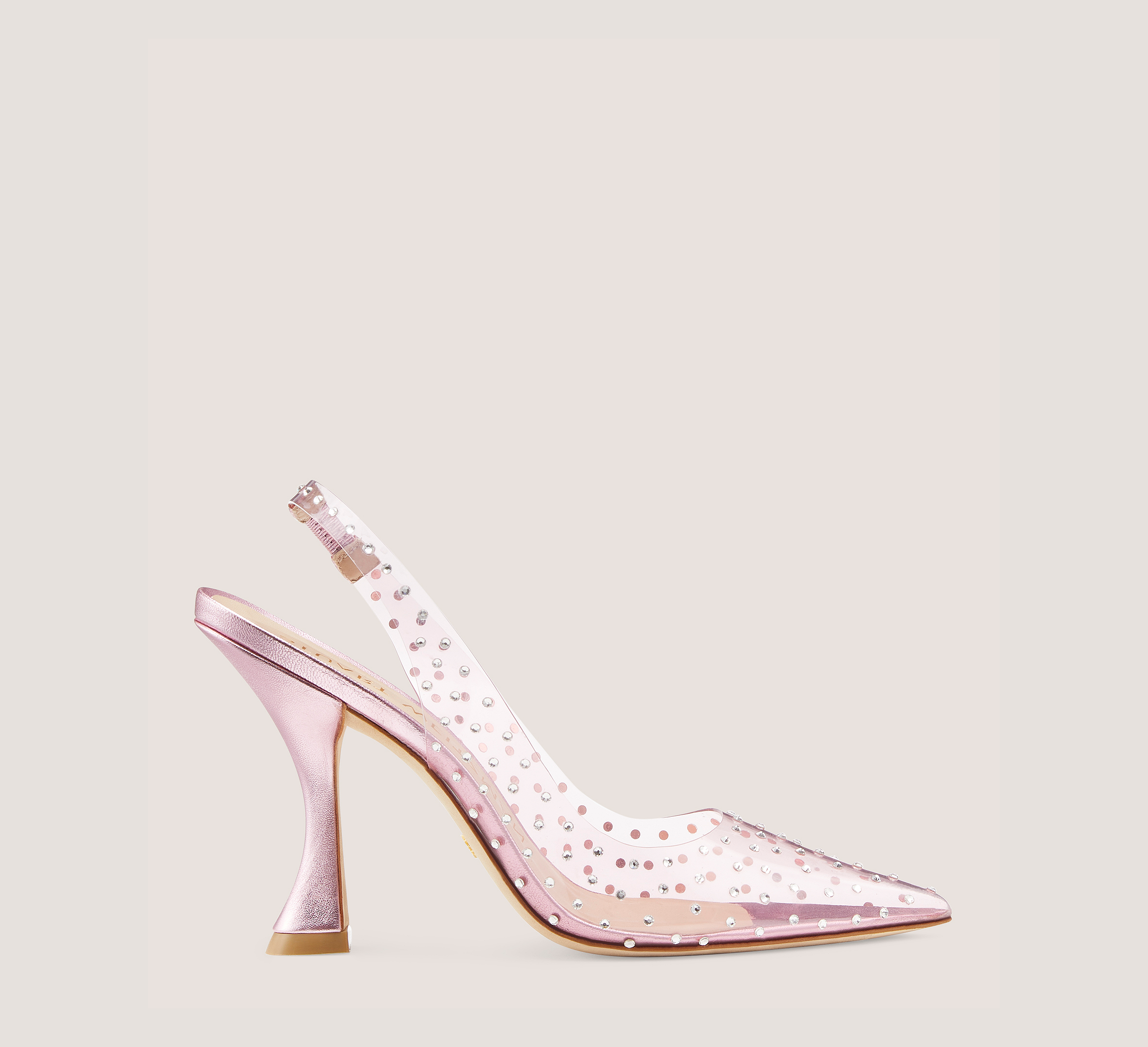 Stuart Weitzman Glam Xcurve 100 Slingback The Sw Outlet In Light Pink/cotton Candy/clear