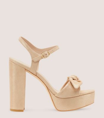 Stuart Weitzman Bandeau 130 Platform Sandal The Sw Outlet In Platino Gold