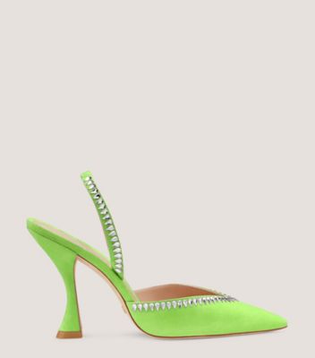 Stuart Weitzman Gemcut Xcurve 100 Slingback Pump The Sw Outlet In Neon Chartreuse