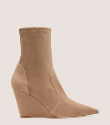 Stuart Weitzman Stuart Wedge 85 Sock Booties In Cashmere