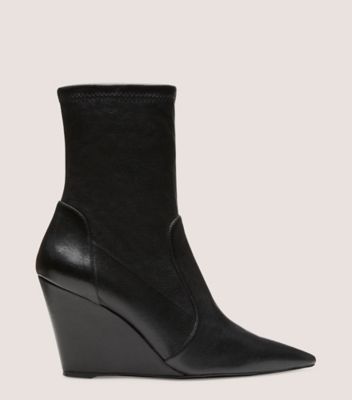 Stuart Weitzman Stuart Wedge 85 Sock Bootie In Black