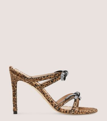 Stuart Weitzman Sw Bow 100 Slide High Heel Sandals In Cheetah