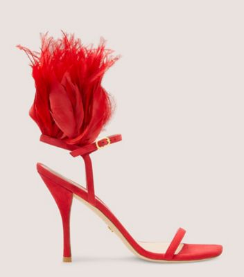 Stuart Weitzman Plume 100 Sandal High Heel Sandals In Lipstick Red
