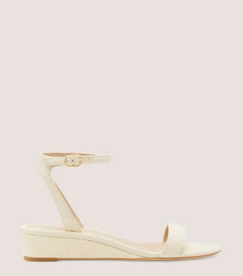 Stuart Weitzman Avenue 35 Ankle-strap Wedge Sandal The Sw Outlet In Ivory