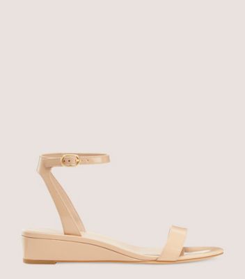 Stuart Weitzman Avenue 35 Ankle-strap Wedge Sandal The Sw Outlet In Golden Beige