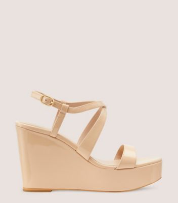 Stuart Weitzman Avenue 75 Wedge Sandal The Sw Outlet In Golden Beige