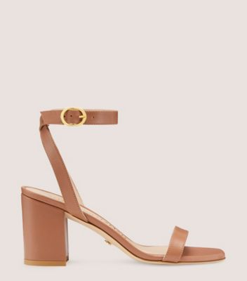 Stuart Weitzman Nearlybare Leather Ankle-strap Sandals In Tan