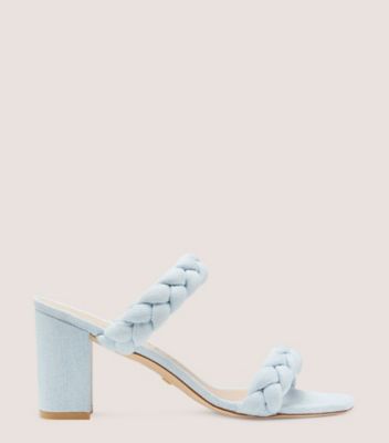 Stuart Weitzman Braida Aleena 75 Block Sandal Mid Heel Sandals In Light Wash Denim