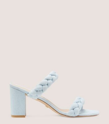 Shop Stuart Weitzman Braida Aleena 75 Block Sandal The Sw Outlet In Light Wash Denim