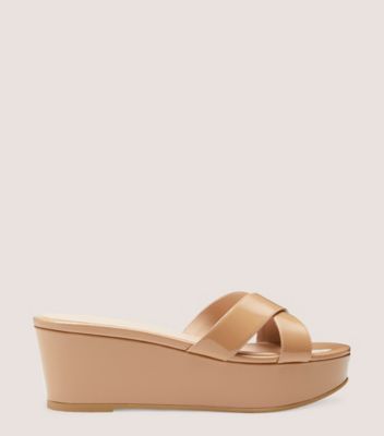 Stuart Weitzman Avenue 65 Flatform Wedge Slide The Sw Outlet In Sandalwood