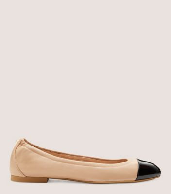 Stuart Weitzman Gabby Ballet Flat The Sw Outlet In Golden Beige & Black